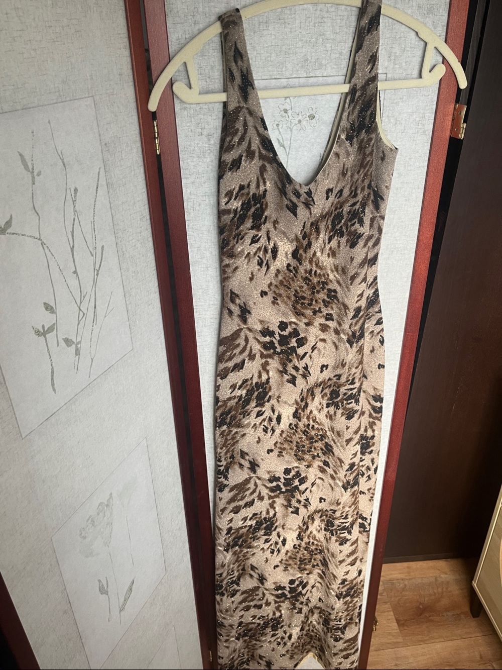 Cache Brown and Black Backless Maxi Dress